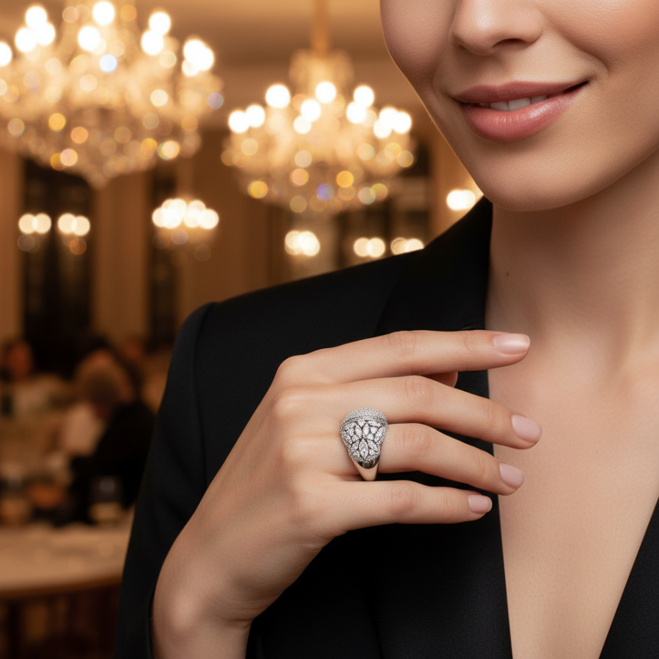 Modern Çizgilerle 14 Ayar Özel İşçilik 1.79 karat Pırlanta Yüzük
